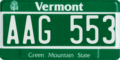 VT license plate AAG553