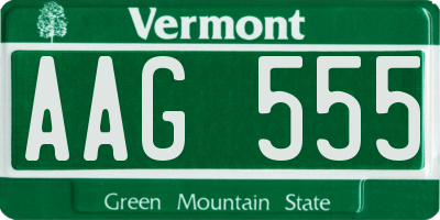 VT license plate AAG555