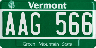 VT license plate AAG566