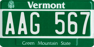 VT license plate AAG567