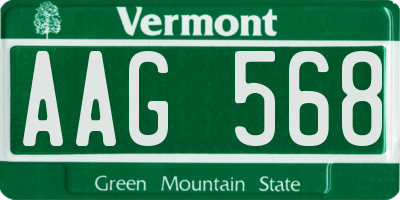 VT license plate AAG568