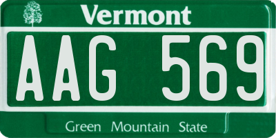 VT license plate AAG569