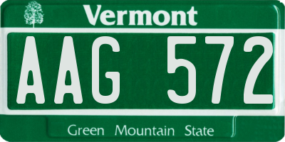 VT license plate AAG572