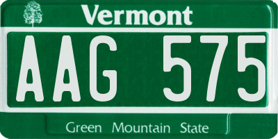 VT license plate AAG575