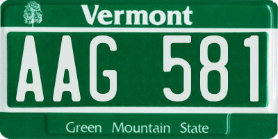 VT license plate AAG581