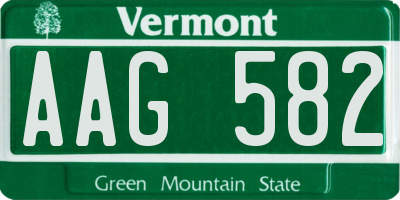 VT license plate AAG582