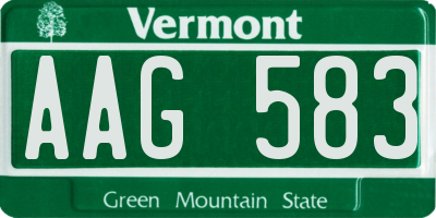 VT license plate AAG583