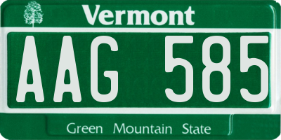 VT license plate AAG585