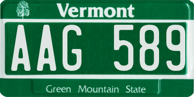 VT license plate AAG589