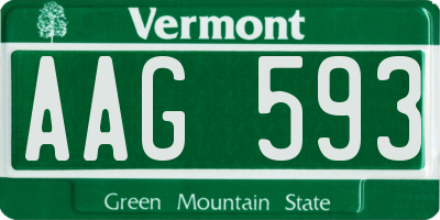 VT license plate AAG593