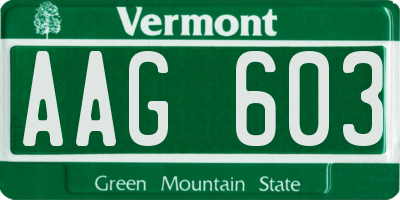 VT license plate AAG603