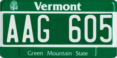 VT license plate AAG605