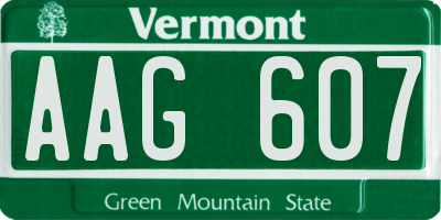 VT license plate AAG607