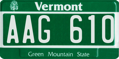 VT license plate AAG610