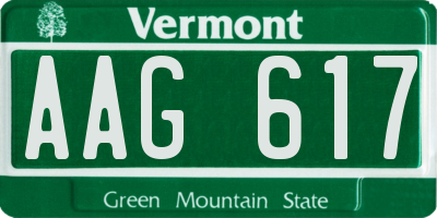 VT license plate AAG617