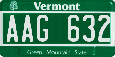 VT license plate AAG632