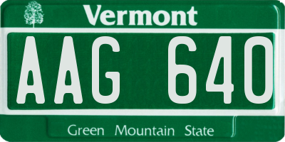 VT license plate AAG640