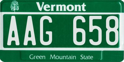 VT license plate AAG658