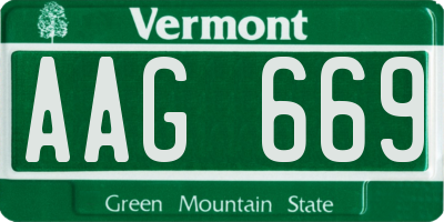 VT license plate AAG669