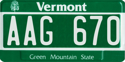 VT license plate AAG670