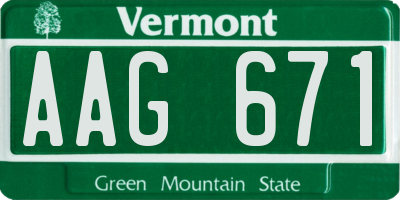 VT license plate AAG671