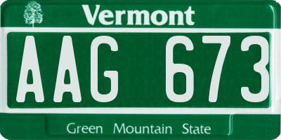 VT license plate AAG673