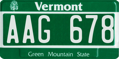 VT license plate AAG678