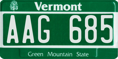 VT license plate AAG685