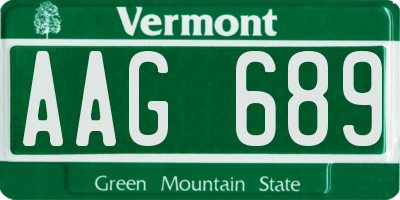 VT license plate AAG689