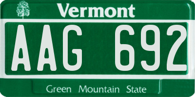 VT license plate AAG692