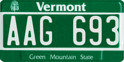 VT license plate AAG693