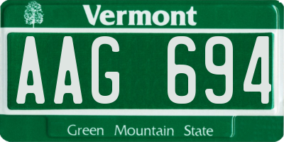 VT license plate AAG694