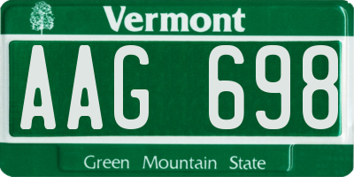 VT license plate AAG698