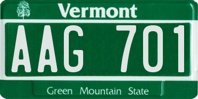 VT license plate AAG701