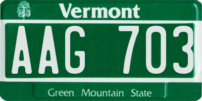 VT license plate AAG703