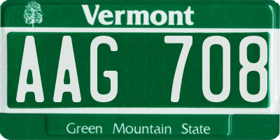 VT license plate AAG708