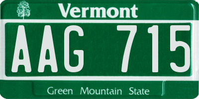 VT license plate AAG715