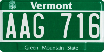 VT license plate AAG716