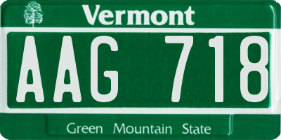 VT license plate AAG718