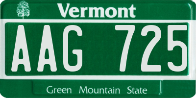 VT license plate AAG725