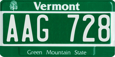 VT license plate AAG728