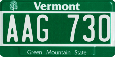 VT license plate AAG730