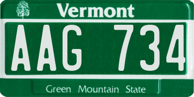 VT license plate AAG734