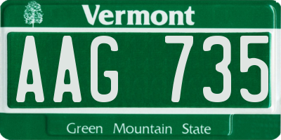 VT license plate AAG735