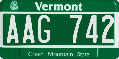 VT license plate AAG742