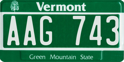 VT license plate AAG743