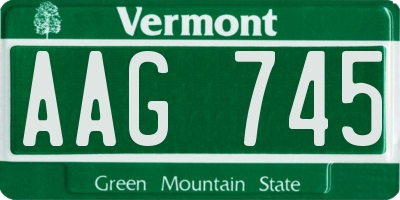 VT license plate AAG745