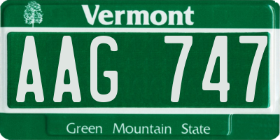 VT license plate AAG747