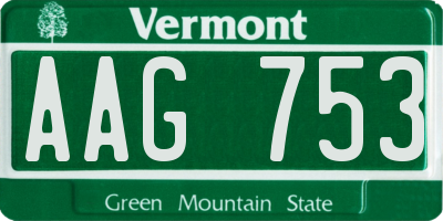 VT license plate AAG753