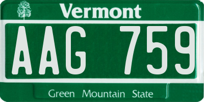 VT license plate AAG759